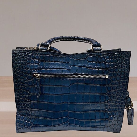 Dooney & Bourke Marine Blue Croc Embossed Leather Satchel - Picture 5 of 16